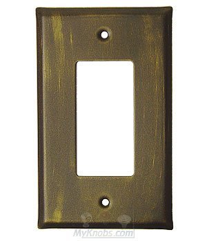 Plain Switchplate Single Rocker/GFI Switchplate in Bronze with Verde Wash