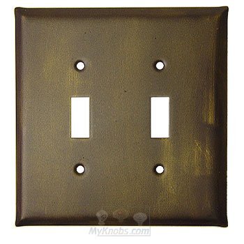 Plain Switchplate Double Toggle Switchplate in Pewter with Copper Wash