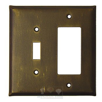 Plain Switchplate Combo Rocker/GFI Single Toggle Switchplate in Black with Copper Wash
