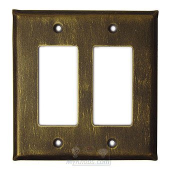Plain Switchplate Double Rocker/GFI Switchplate in Pewter with White Wash