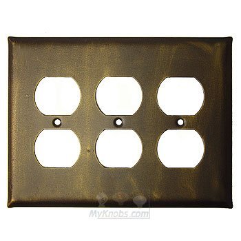 Plain Switchplate Triple Duplex Outlet Switchplate in Copper Bright