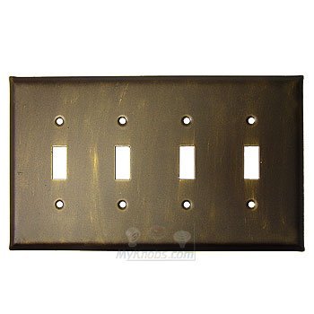 Plain Switchplate Quadruple Toggle Switchplate in Brushed Natural Pewter