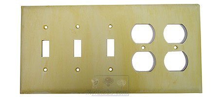 Plain Switchplate Combo Double Duplex Outlet Triple Toggle Switchplate in Pewter with Maple Wash