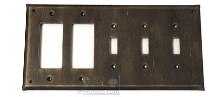 Plain Switchplate Combo Double Rocker/GFI Triple Toggle Switchplate in Pewter with White Wash