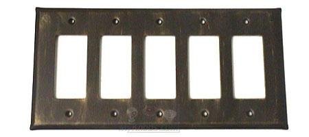 Plain Switchplate Five Gang Rocker/GFI Switchplate in Black