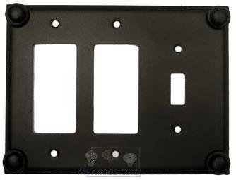 Button Switchplate Combo Double Rocker/GFI Single Toggle Switchplate in Black with Maple Wash