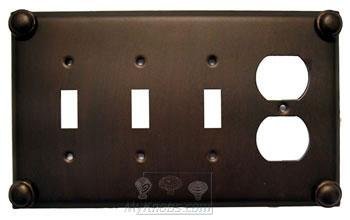 Button Switchplate Combo Duplex Outlet Triple Toggle Switchplate in Pewter with Verde Wash
