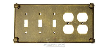 Button Switchplate Combo Double Duplex Outlet Triple Toggle Switchplate in Satin Pewter