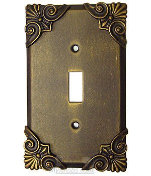 Corinthia Switchplate Single Toggle Switchplate in Pewter with Bronze Wash