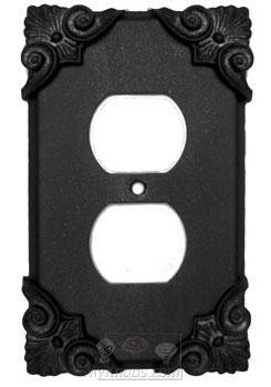Corinthia Switchplate Duplex Outlet Switchplate in Black with Chocolate Wash