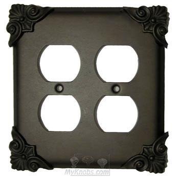 Corinthia Switchplate Double Duplex Outlet Switchplate in Satin Pewter