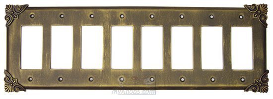 Corinthia Switchplate Eight Gang Rocker/GFI Switchplate in Pewter with Maple Wash