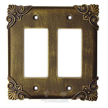 Corinthia Switchplate Double Rocker/GFI Switchplate in Black with Maple Wash