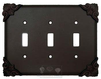 Corinthia Switchplate Triple Toggle Switchplate in Black with Copper Wash