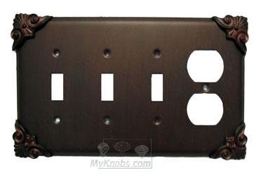 Corinthia Switchplate Combo Duplex Outlet Triple Toggle Switchplate in Rust with Black Wash