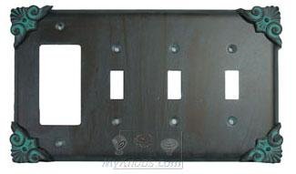 Corinthia Switchplate Combo Rocker/GFI Triple Toggle Switchplate in Black with Chocolate Wash