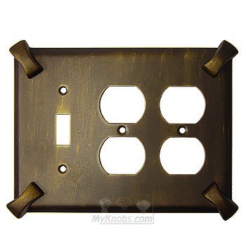 Hammerhein Switchplate Combo Double Duplex Outlet Single Toggle Switchplate in Bronze