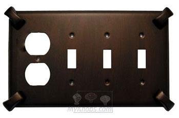 Hammerhein Switchplate Combo Duplex Outlet Triple Toggle Switchplate in Rust with Copper Wash