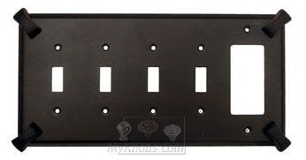 Hammerhein Switchplate Combo Rocker/GFI Quadruple Toggle Switchplate in Pewter with Maple Wash