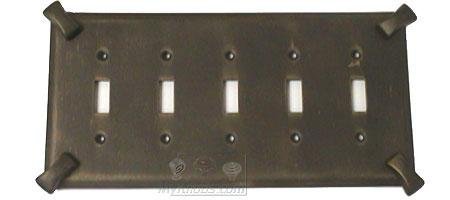Hammerhein Switchplate Five Gang Toggle Switchplate in Rust with Verde Wash