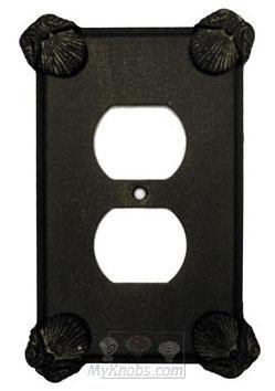 Oceanus Switchplate Duplex Outlet Switchplate in Black with Terra Cotta Wash