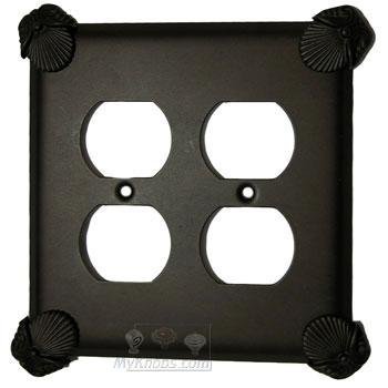 Oceanus Switchplate Double Duplex Outlet Switchplate in Black with Steel Wash