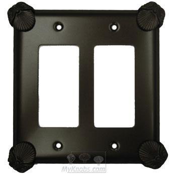 Oceanus Switchplate Double Rocker/GFI Switchplate in Black with Cherry Wash