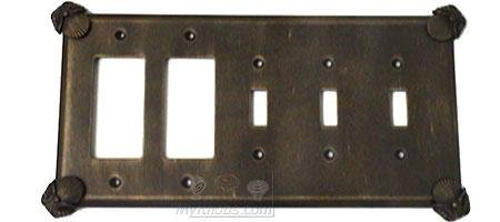Oceanus Switchplate Combo Double Rocker/GFI Triple Toggle Switchplate in Rust with Verde Wash