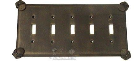 Oceanus Switchplate Five Gang Toggle Switchplate in Black with Bronze Wash