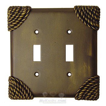 Roguery Switchplate Double Toggle Switchplate in Bronze with Verde Wash