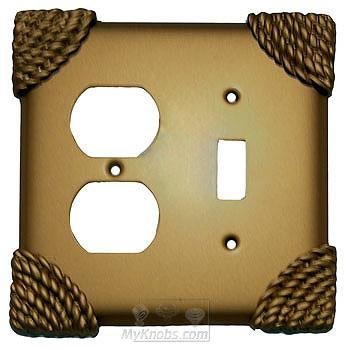 Roguery Switchplate Combo Single Toggle Duplex Outlet Switchplate in Rust with Copper Wash