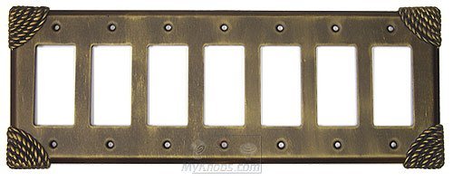 Roguery Switchplate Seven Gang Rocker/GFI Switchplate in Weathered White