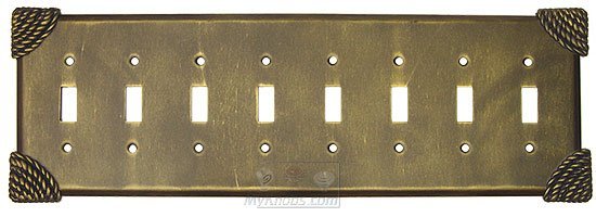 Roguery Switchplate Eight Gang Toggle Switchplate in Pewter with Bronze Wash
