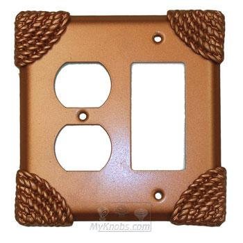 Roguery Switchplate Combo Rocker/GFI Duplex Outlet Switchplate in Bronze with Verde Wash