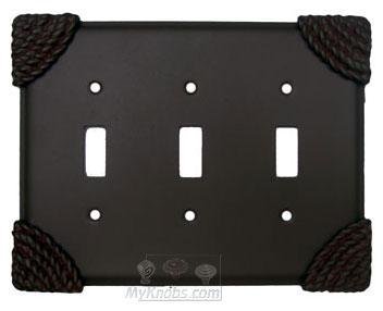 Roguery Switchplate Triple Toggle Switchplate in Rust with Black Wash