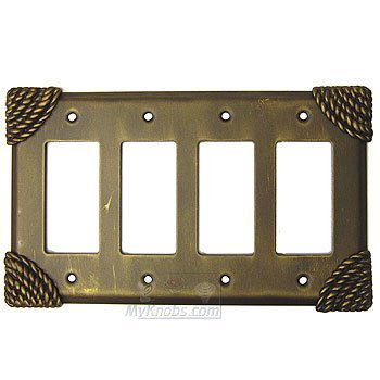 Roguery Switchplate Quadruple Rocker/GFI Switchplate in Rust with Copper Wash
