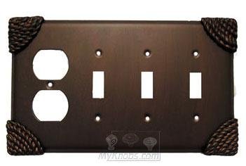 Roguery Switchplate Combo Duplex Outlet Triple Toggle Switchplate in Rust