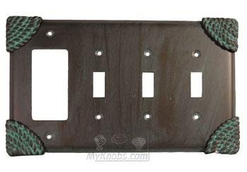 Roguery Switchplate Combo Rocker/GFI Triple Toggle Switchplate in Brushed Natural Pewter