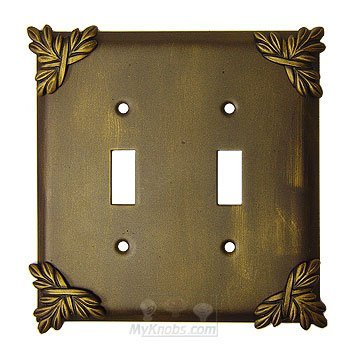 Sonnet Switchplate Double Toggle Switchplate in Black with Verde Wash