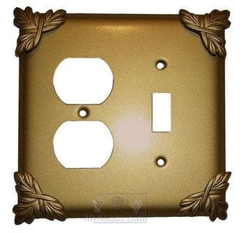 Sonnet Switchplate Combo Single Toggle Duplex Outlet Switchplate in Pewter with Cherry Wash