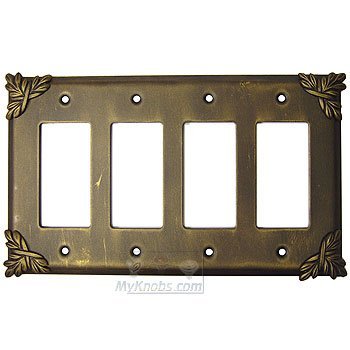 Sonnet Switchplate Quadruple Rocker/GFI Switchplate in Pewter with Verde Wash