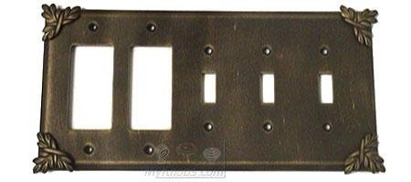 Sonnet Switchplate Combo Double Rocker/GFI Triple Toggle Switchplate in Satin Pewter