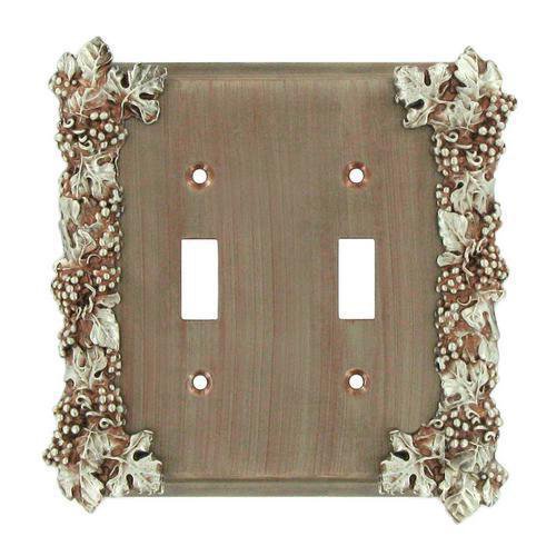 Grapes Double Toggle Switchplate in Pewter with Copper Wash