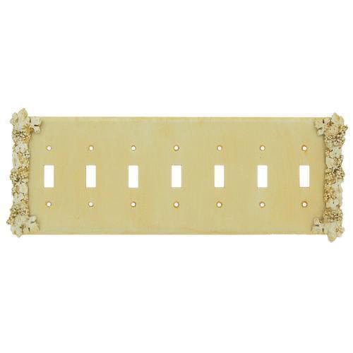Grapes Seven Gang Toggle Switchplate in Pewter with Bronze Wash