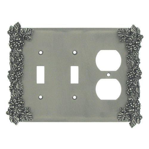 Grapes 2 Toggle/1 Duplex Outlet Switchplate in Weathered White