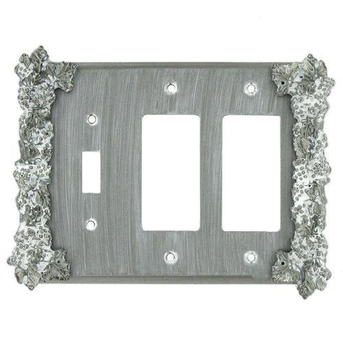 Grapes 1 Toggle/2 Rocker Switchplate in Pewter with Cherry Wash