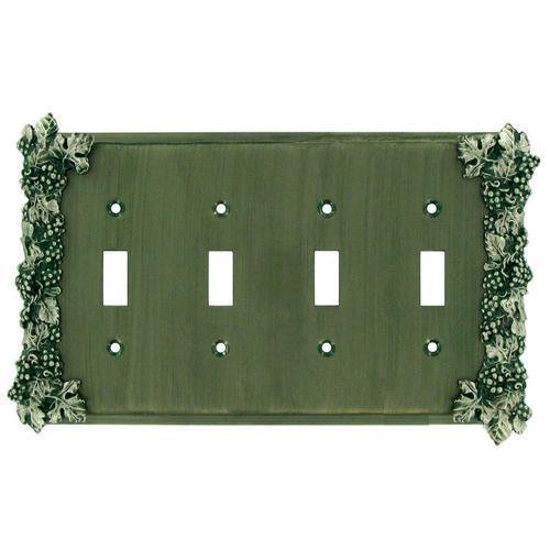 Grapes Quadruple Toggle Switchplate in Pewter with Copper Wash