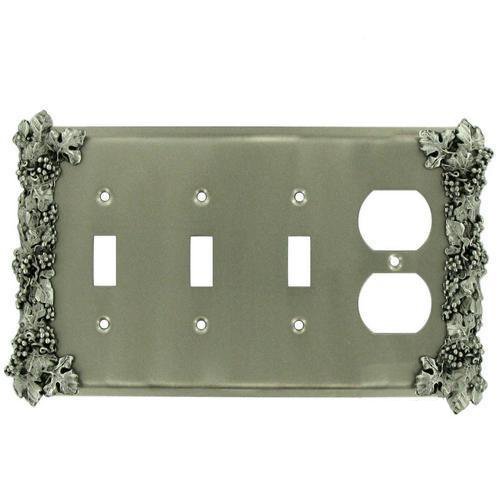 Grapes 3 Toggle/1 Duplex Outlet Switchplate in Bronze Rubbed