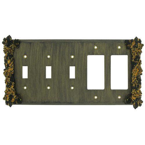 Grapes 3 Toggle/2 Rocker Switchplate in Pewter with Cherry Wash