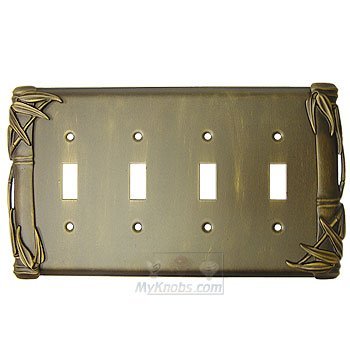 Bamboo Switchplate Quadruple Toggle Switchplate in Copper Bright